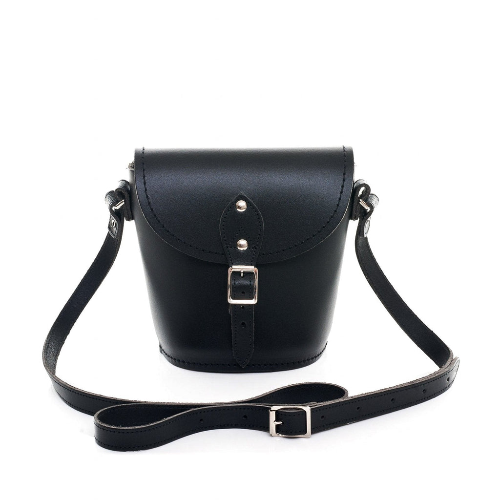 Handmade Leather Barrel Bag in Black