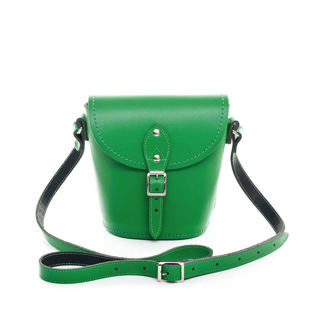 Handmade Leather Barrel Bag in Green