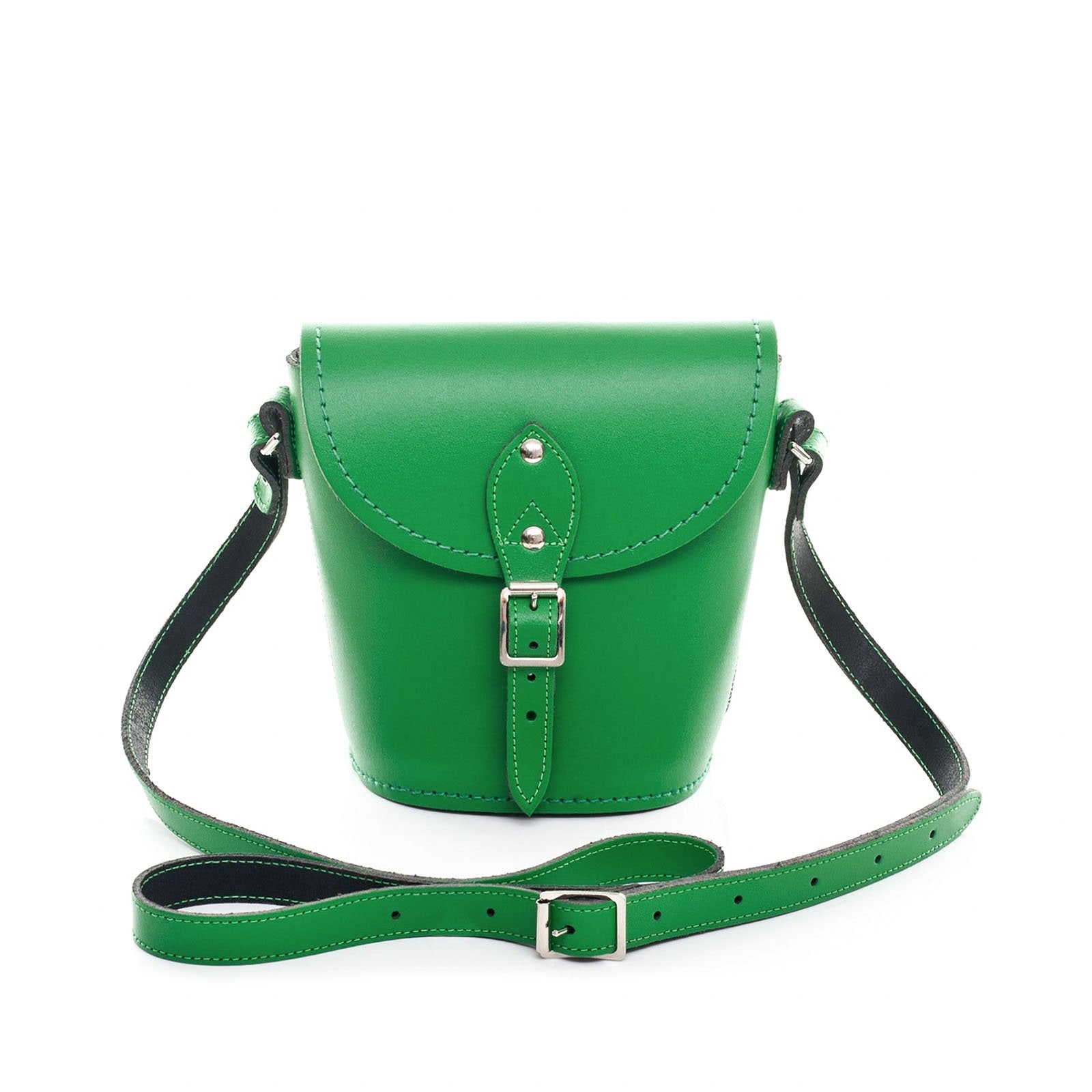 Handmade Leather Barrel Bag in Green