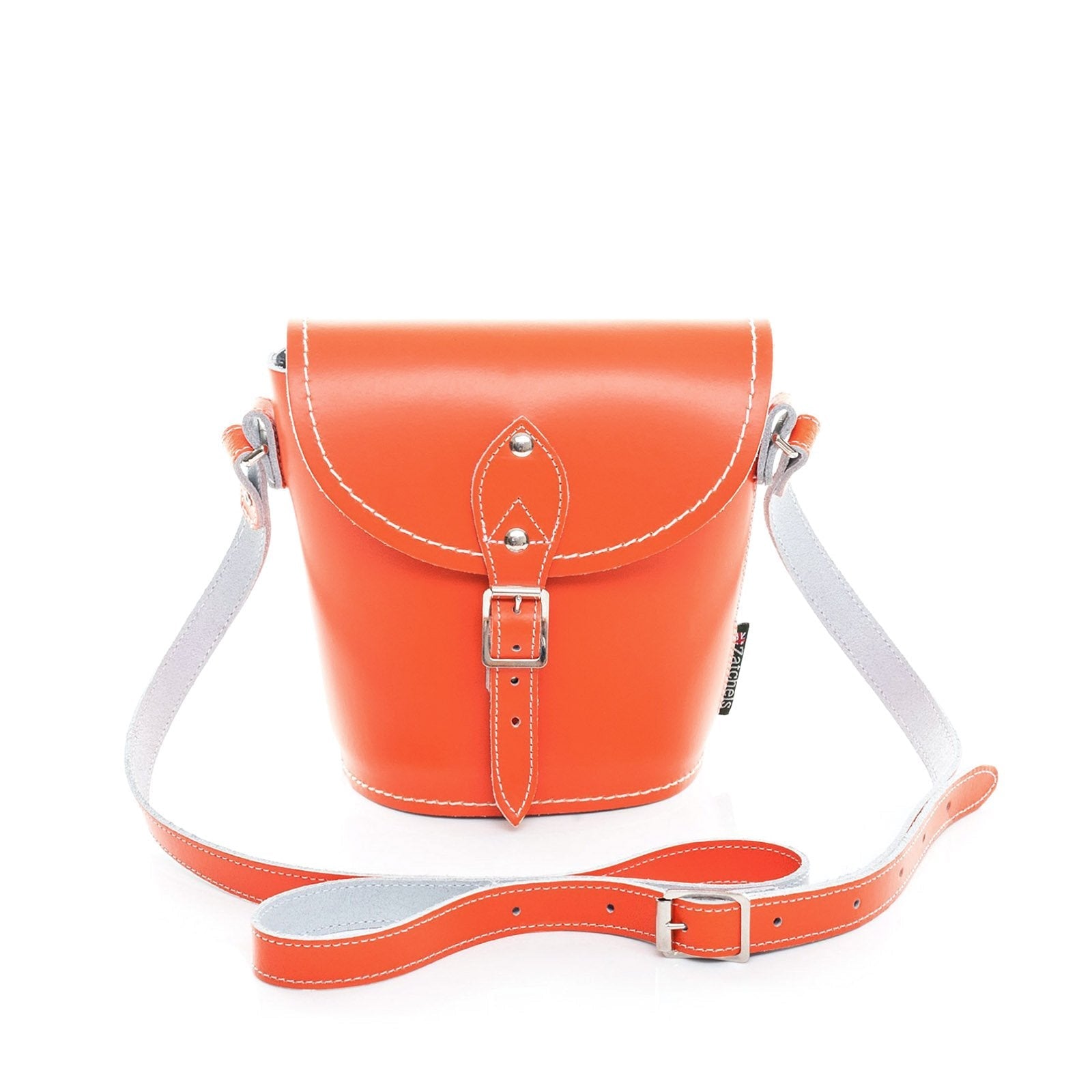 Handmade Leather Barrel Bag in Orange