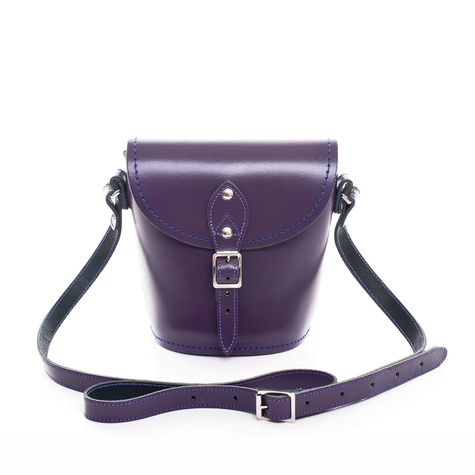 Handmade Leather Barrel Bag in Purple