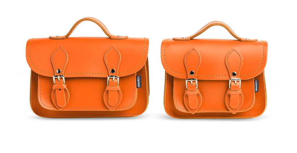 Handmade Leather Micro Satchel in Orange