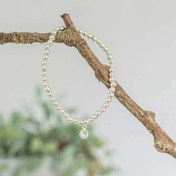 Clear Quartz April Birthstone Bracelet in Sterling Silver