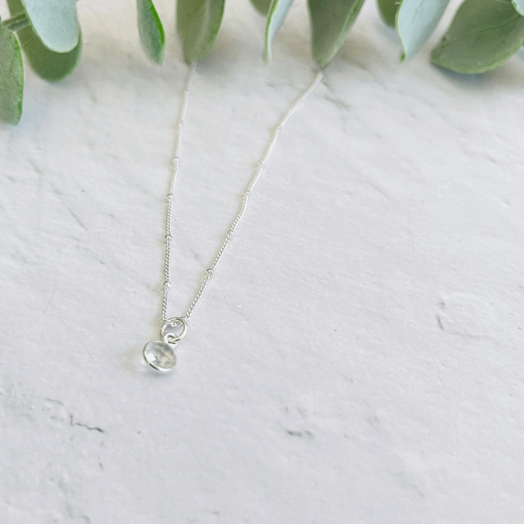 Clear Quartz April Birthstone Necklace in Sterling Silver