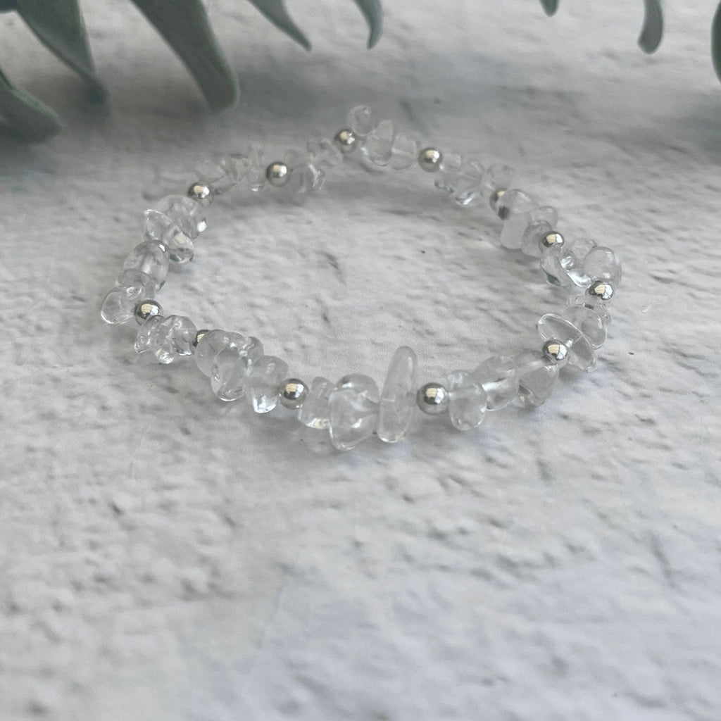 Clear Quartz Crystal Bracelet in Sterling Silver or Gold