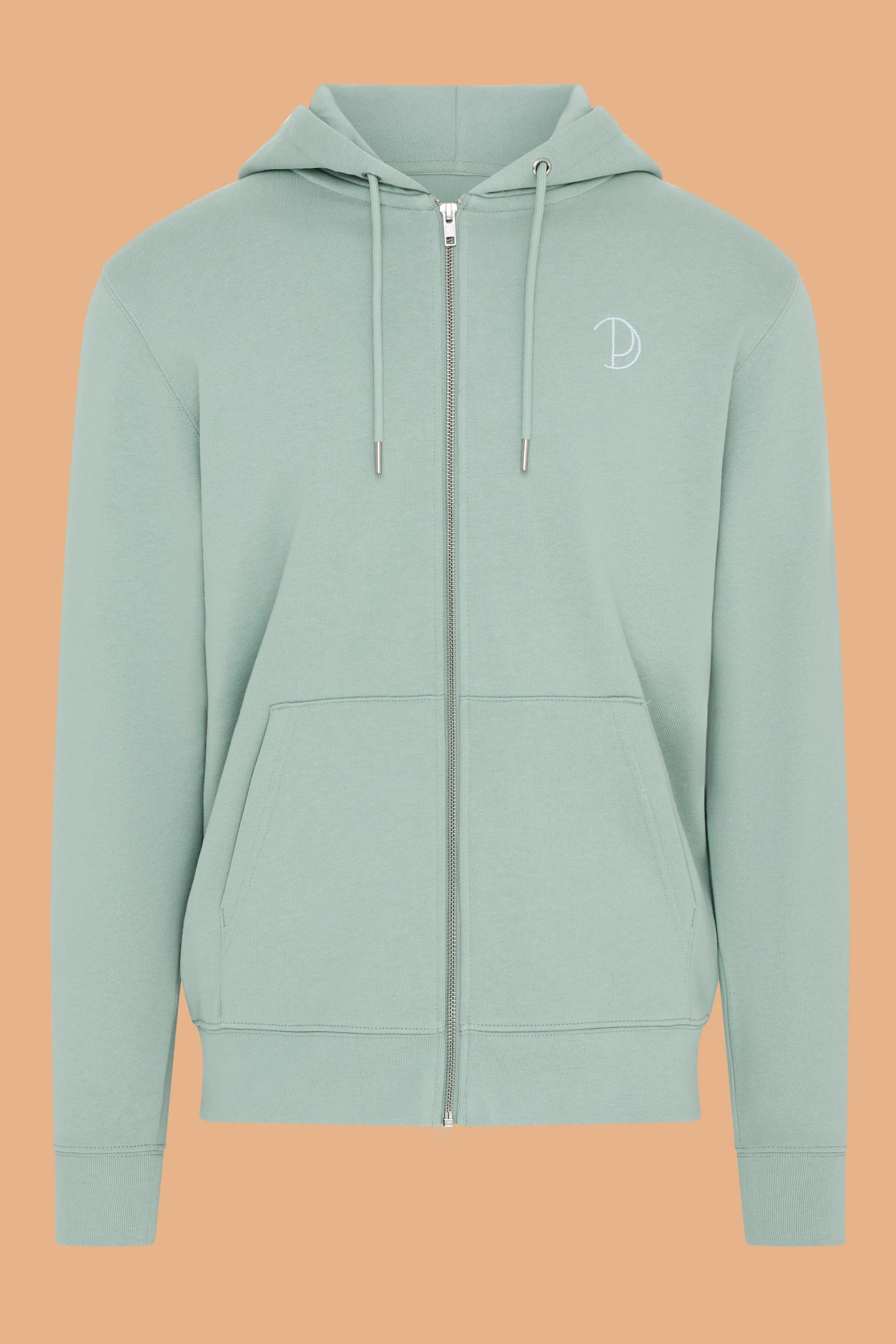 Embroidered Zip Up Hoodie in Organic Cotton