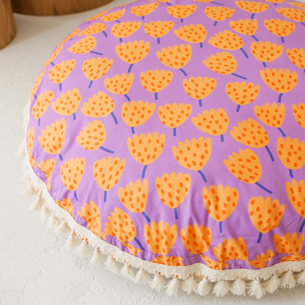 Large Kids Floor Cushion in Vibrant Tulip Pattern