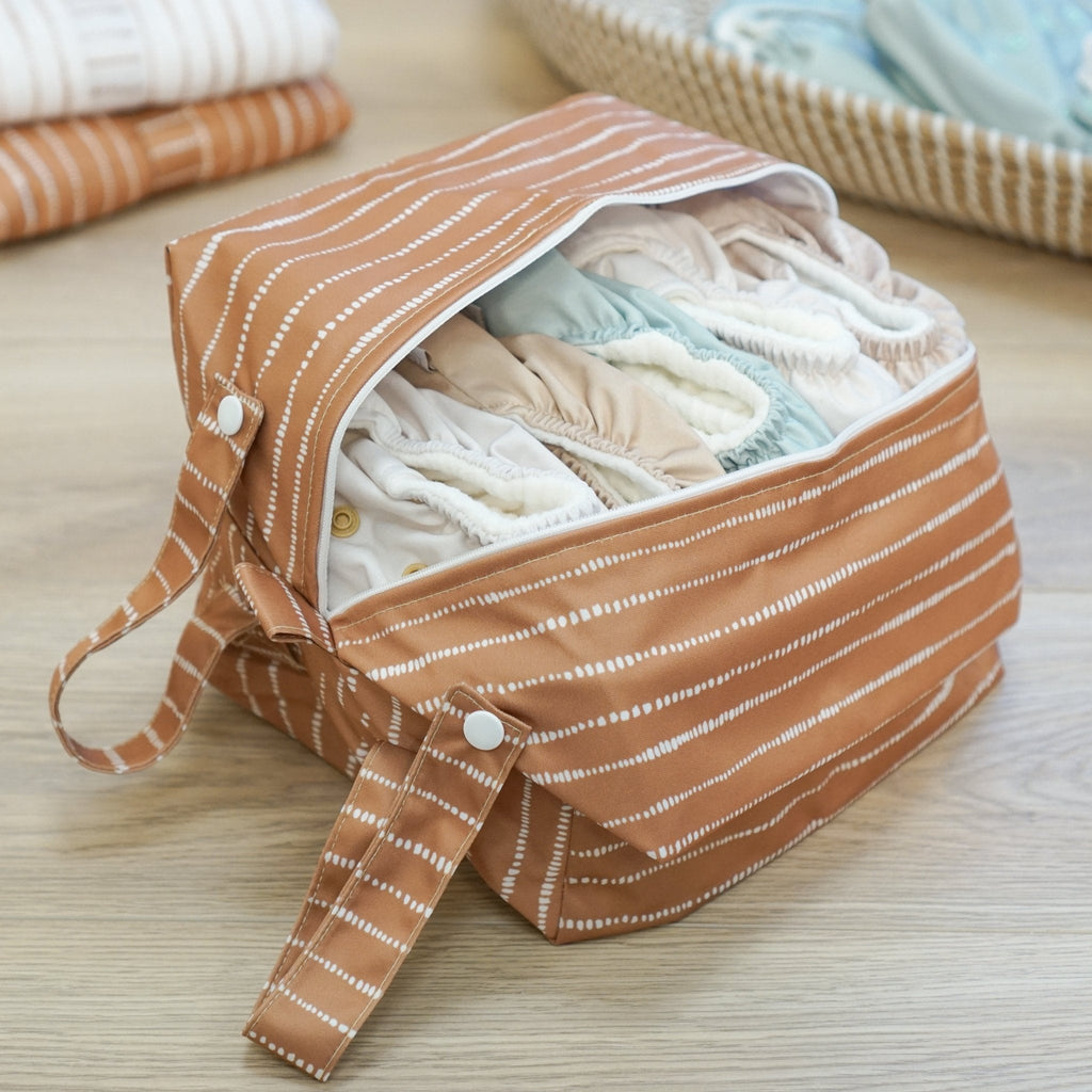 Cloth Nappy Pod in Dune Tan with White