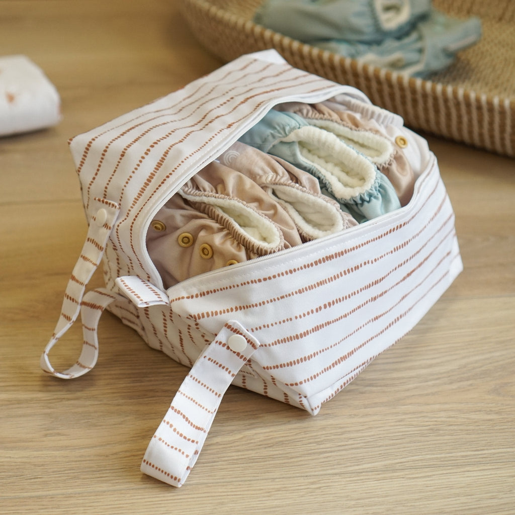 Cloth Nappy Pod Dune White with Tan