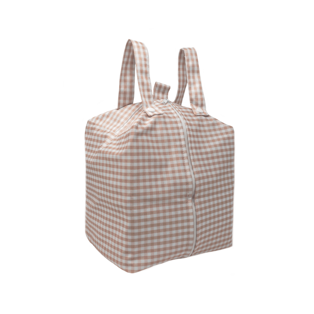 Stone Gingham Cloth Nappy Pod Storage
