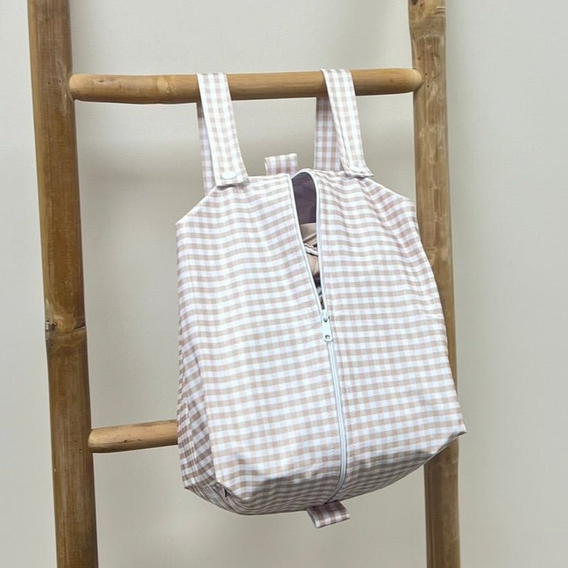 Stone Gingham Cloth Nappy Pod Storage