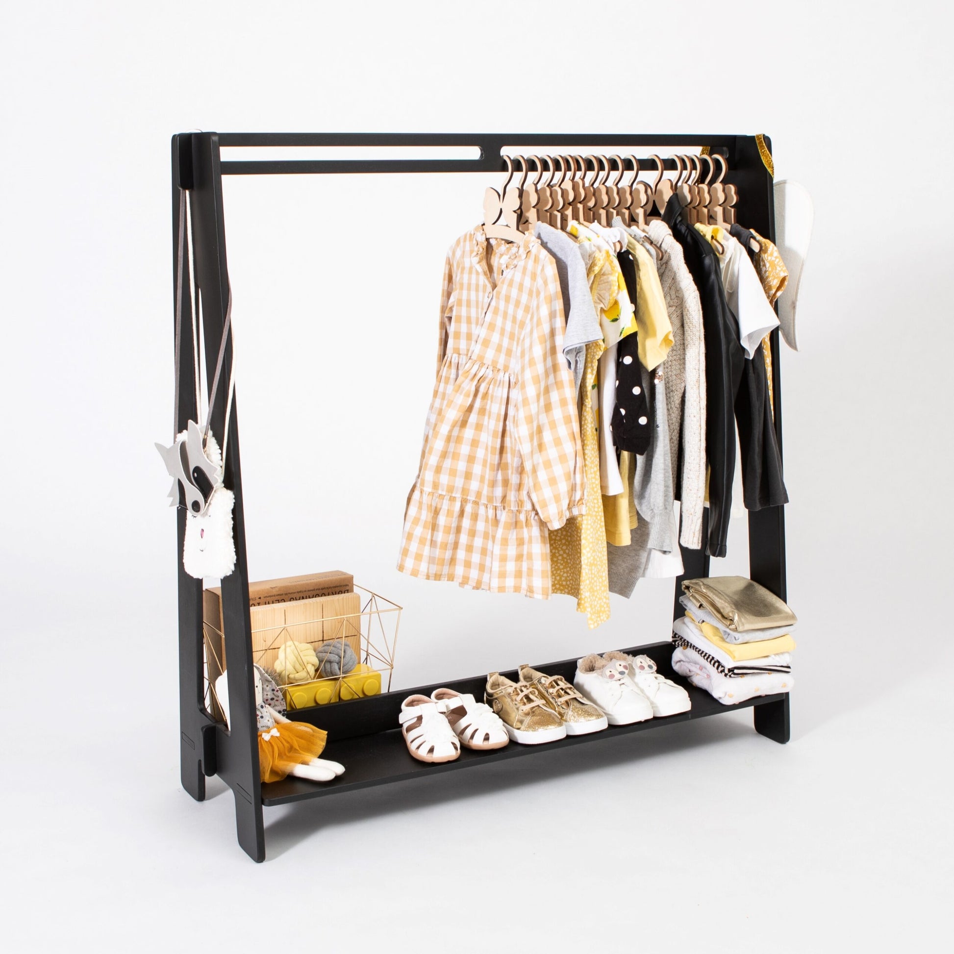 Toddler Dress Up Rack – Montessori Inspired & Versatile Organizer by Montessori House Bed at www.brixbailey.com