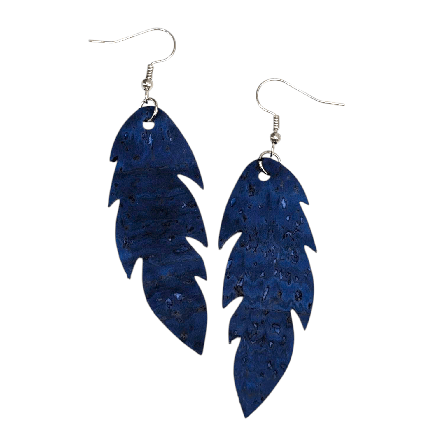 Cobalt Blue Cork Leaf Earrings