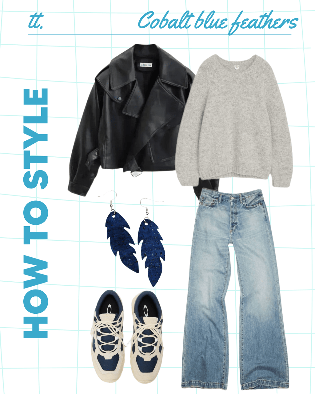 Cobalt Blue Cork Leaf Earrings