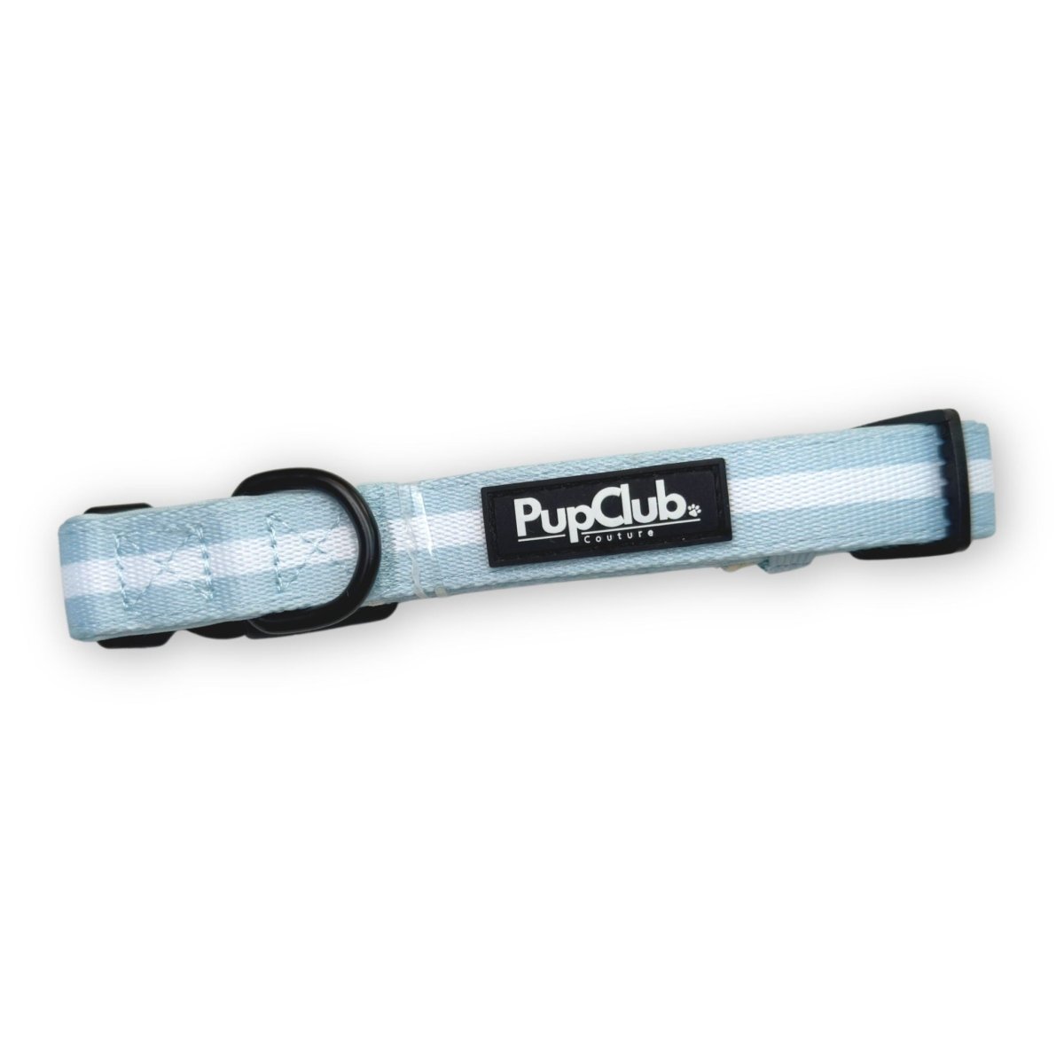 Pastel Blue Dog Collar with White Stripe