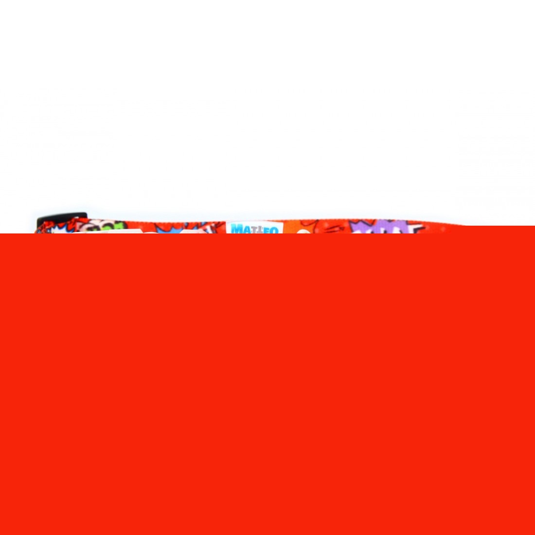 elegant red graffiti led dog collar with illuminated buckle on a refined dark background