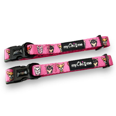 Signature Pink Chihuahua Print Collar for Small Dogs