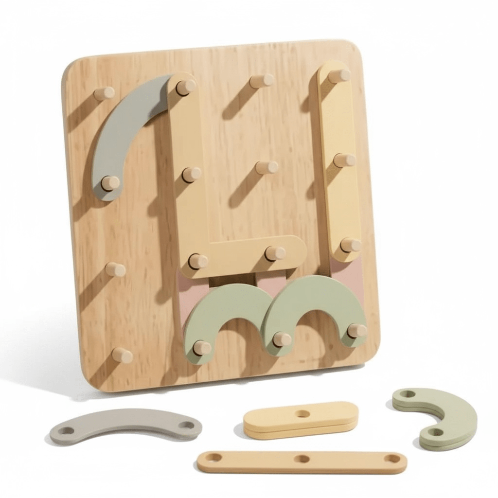 Colorful Magnetic Wooden Peg Board Puzzle for Toddlers
