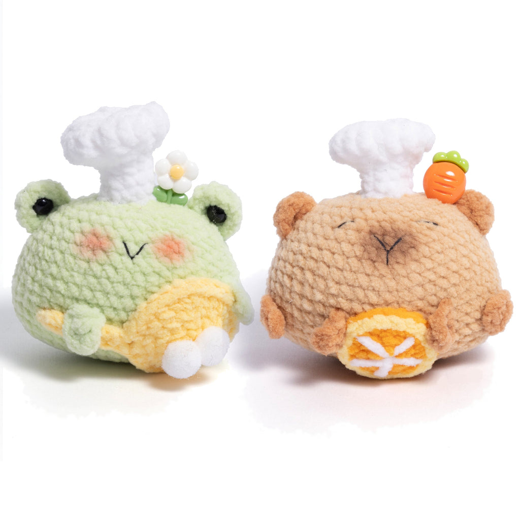 Handmade Capybara and Frog Cooking Buddies