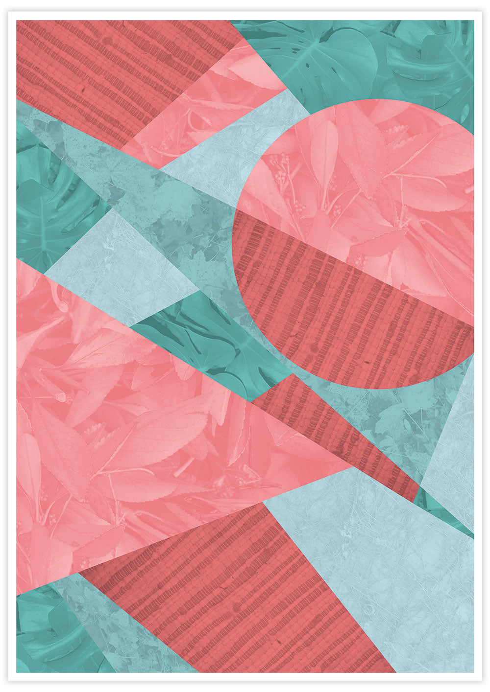 Coral Leaves Geometric Art Print
