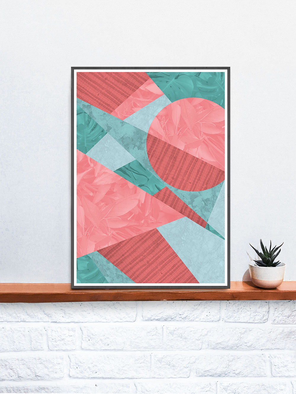 Coral Leaves Geometric Art Print