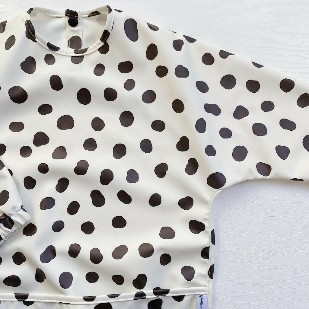 Long Sleeved Baby Bib - Spotty print