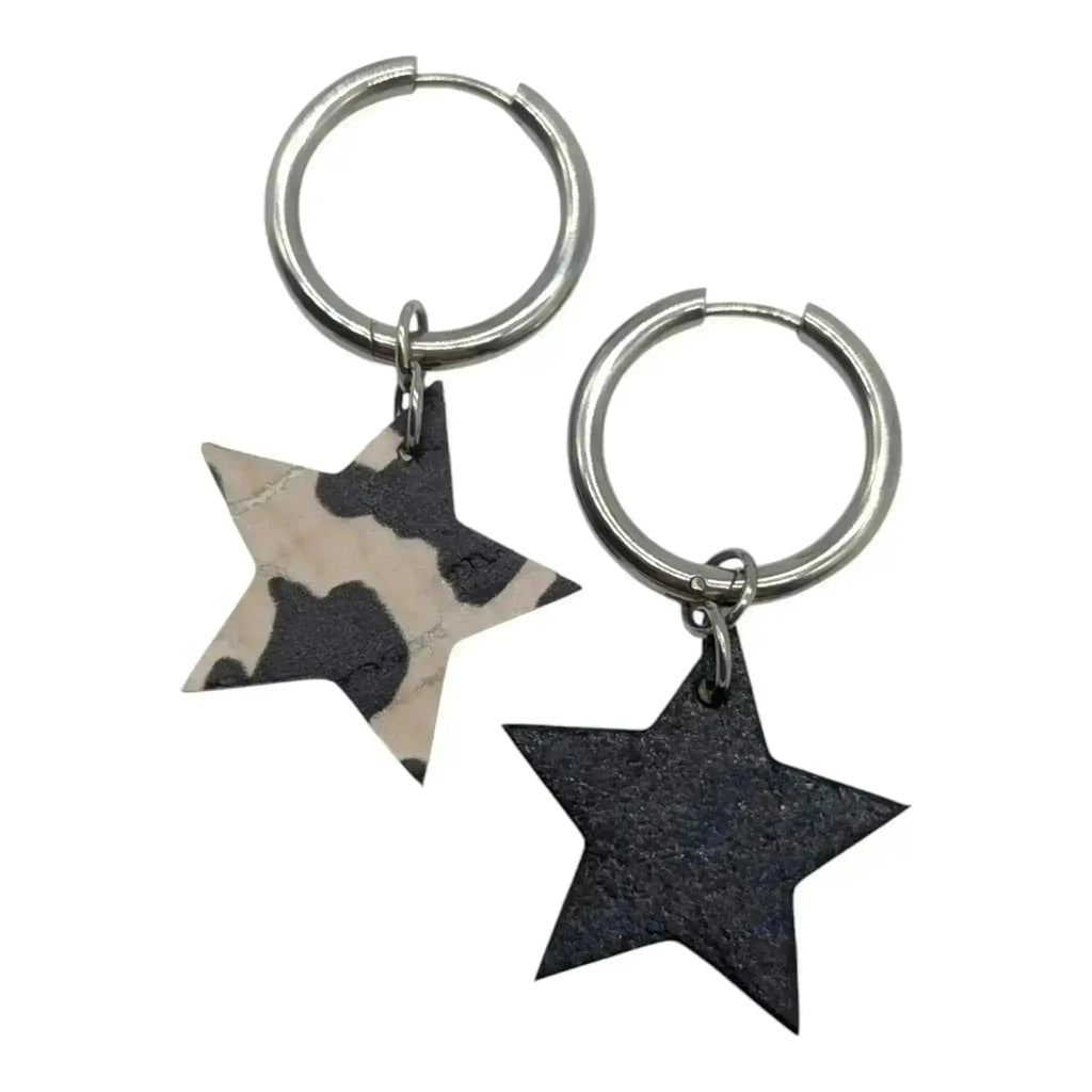 Cow Print Star Cork Charms