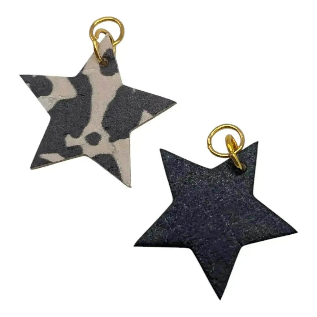 Cow Print Star Cork Charms