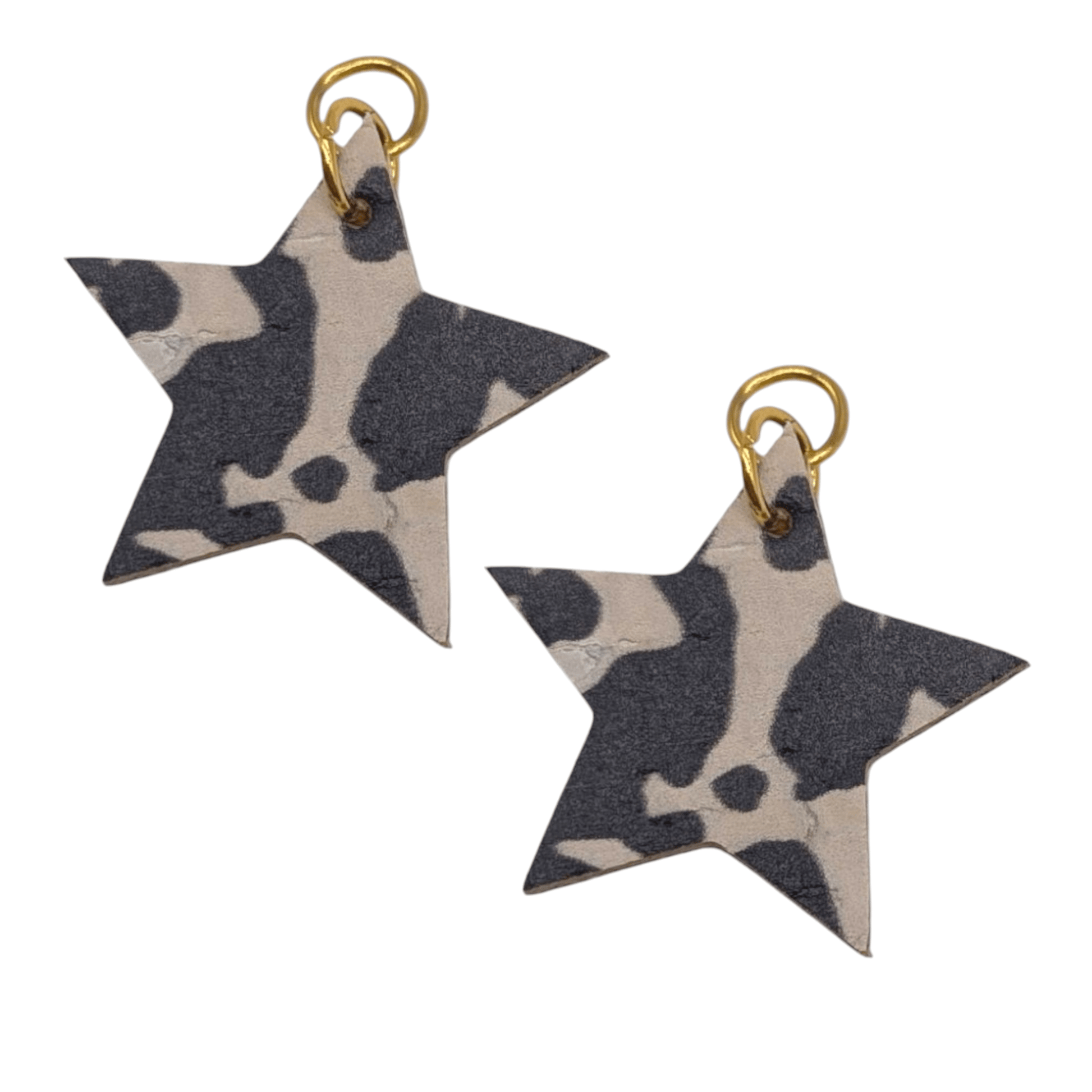 Cow Print Star Cork Charms