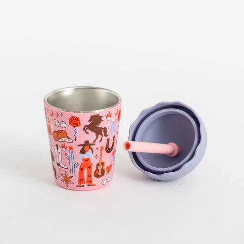 Cowgirl Toddler Smoothie Cup with Lid and Straw