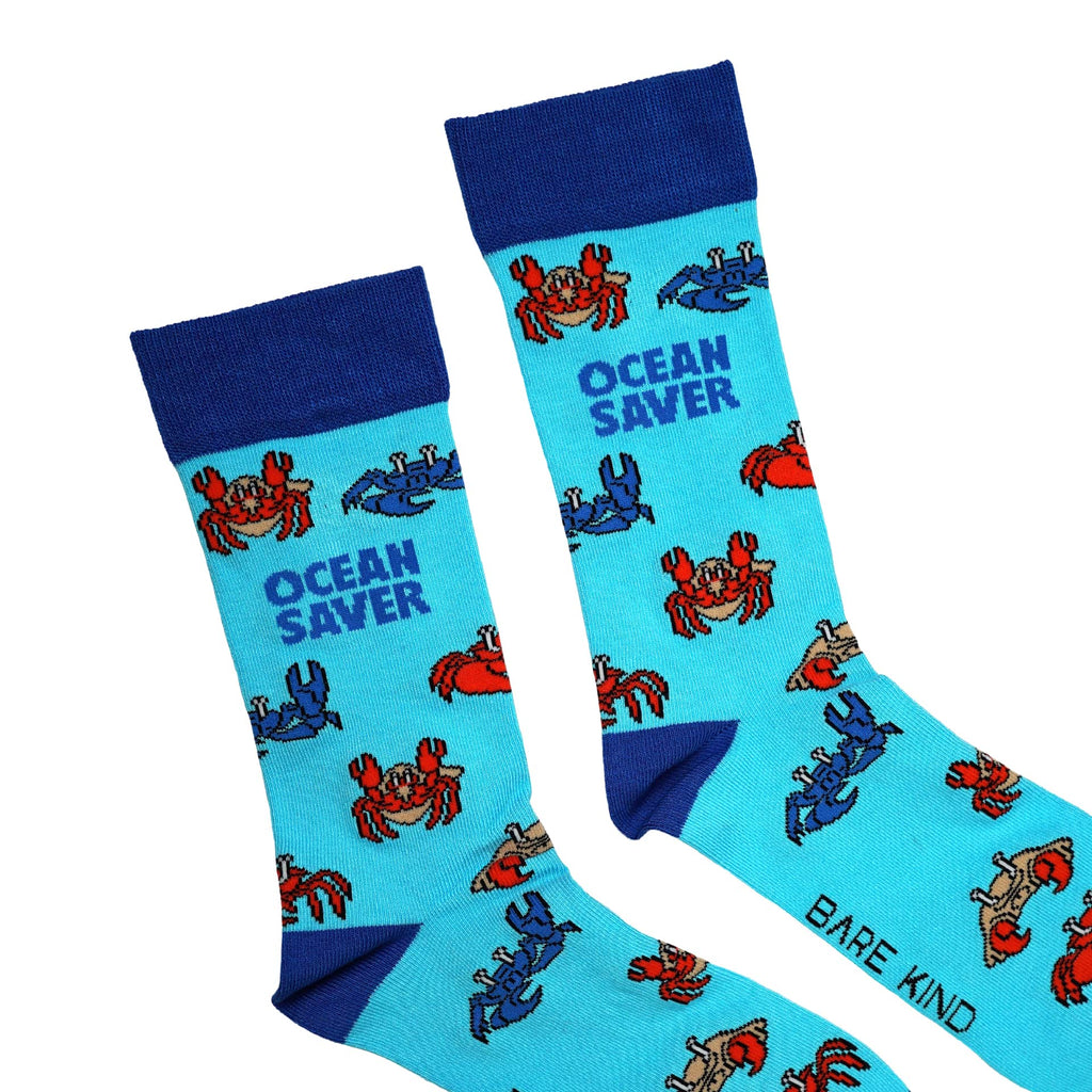 Save the Crabs Bamboo Socks in Blue