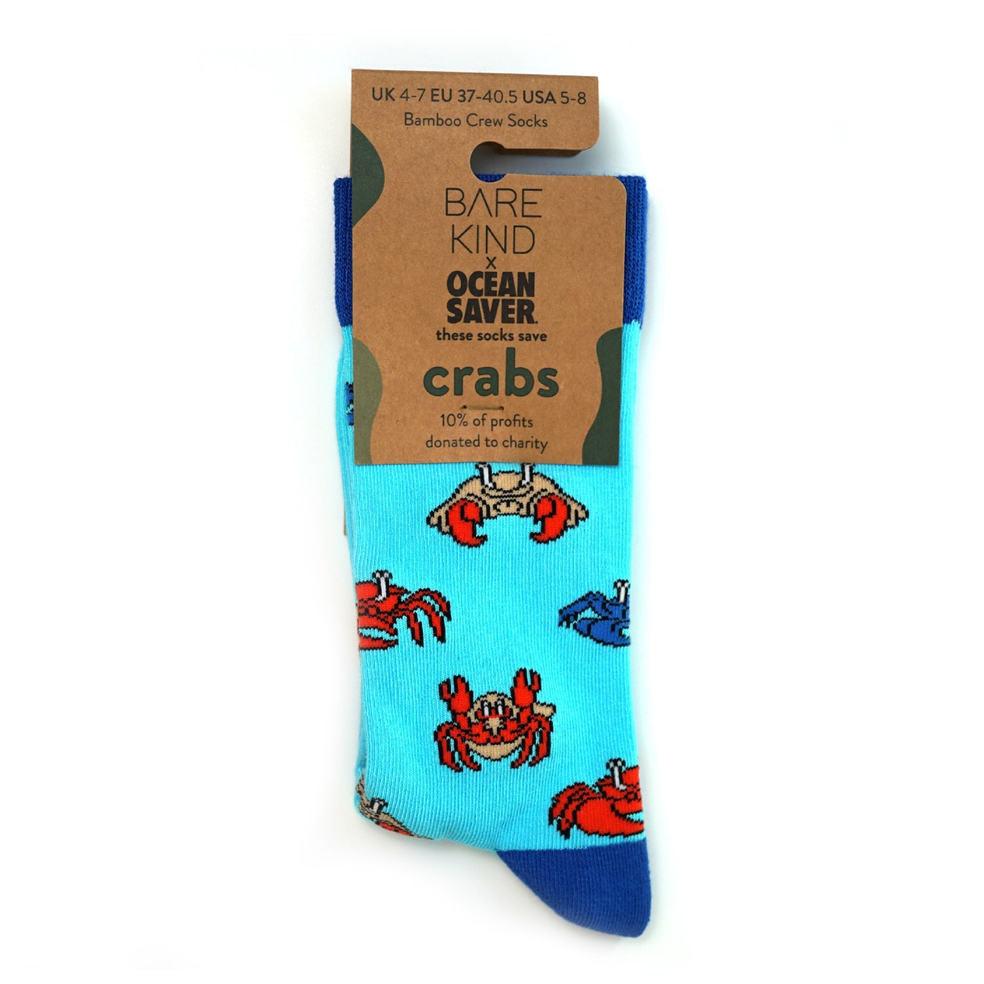Save the Crabs Bamboo Socks in Blue