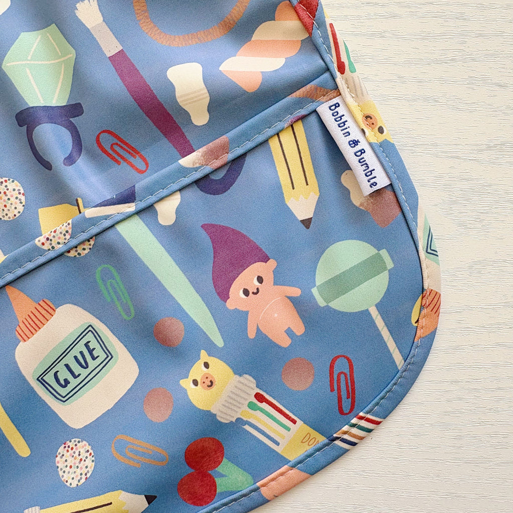 Long Sleeved Baby Bib - Crafty Print