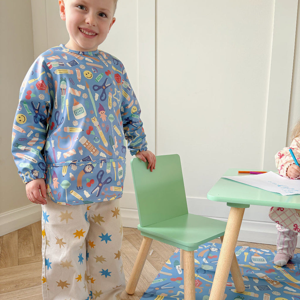 Long Sleeved Baby Bib - Crafty Print