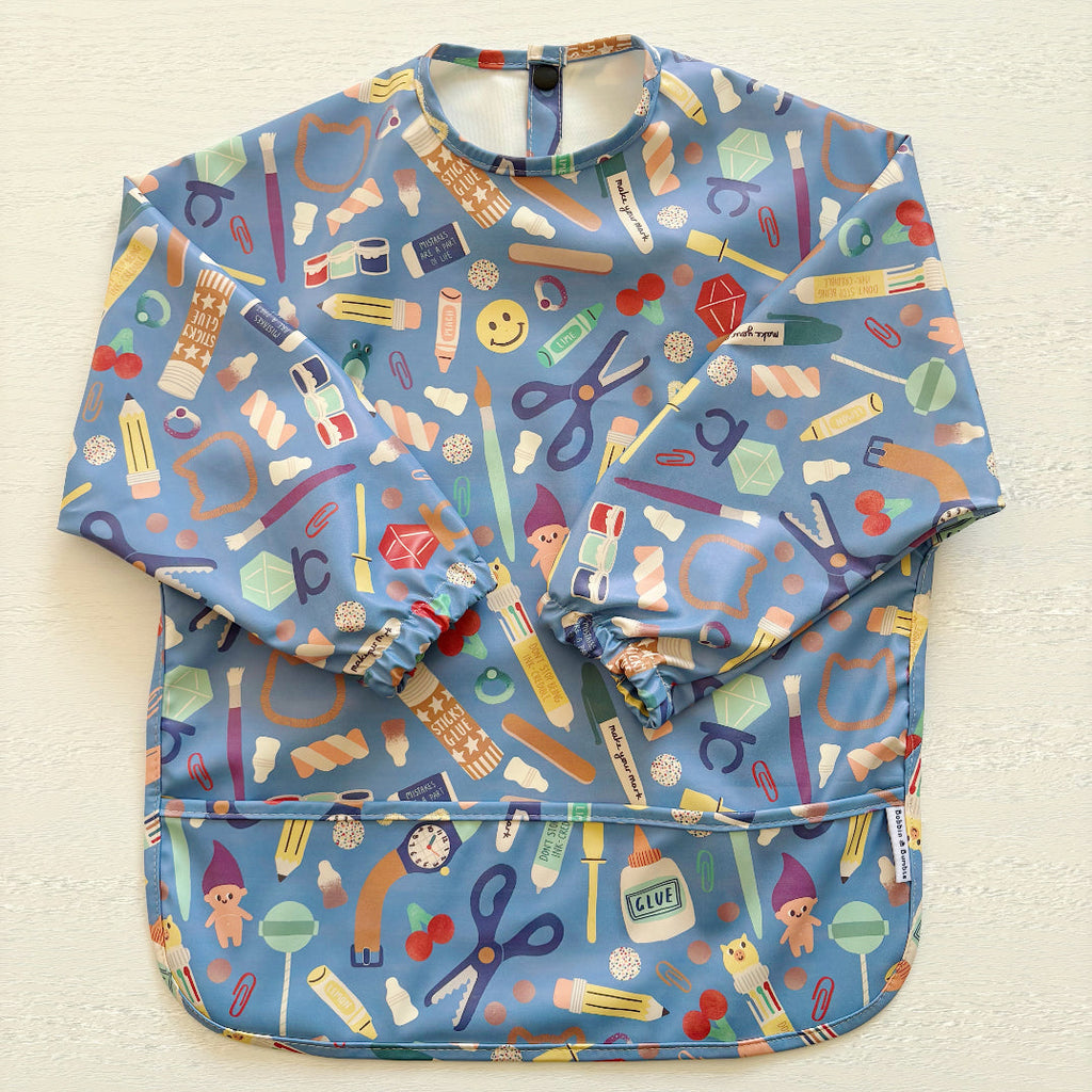 Long Sleeved Baby Bib - Crafty Print