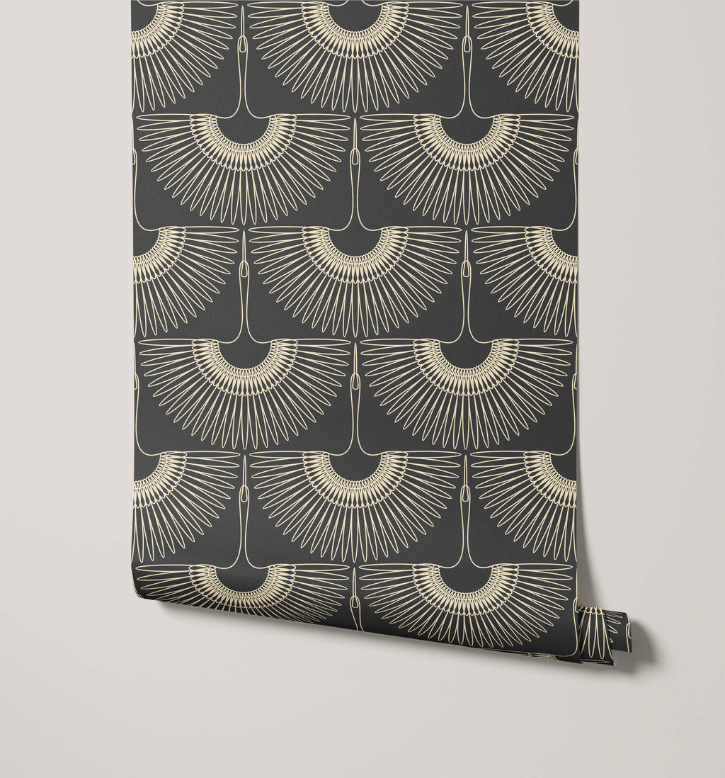 Art Deco Crane Wallpaper