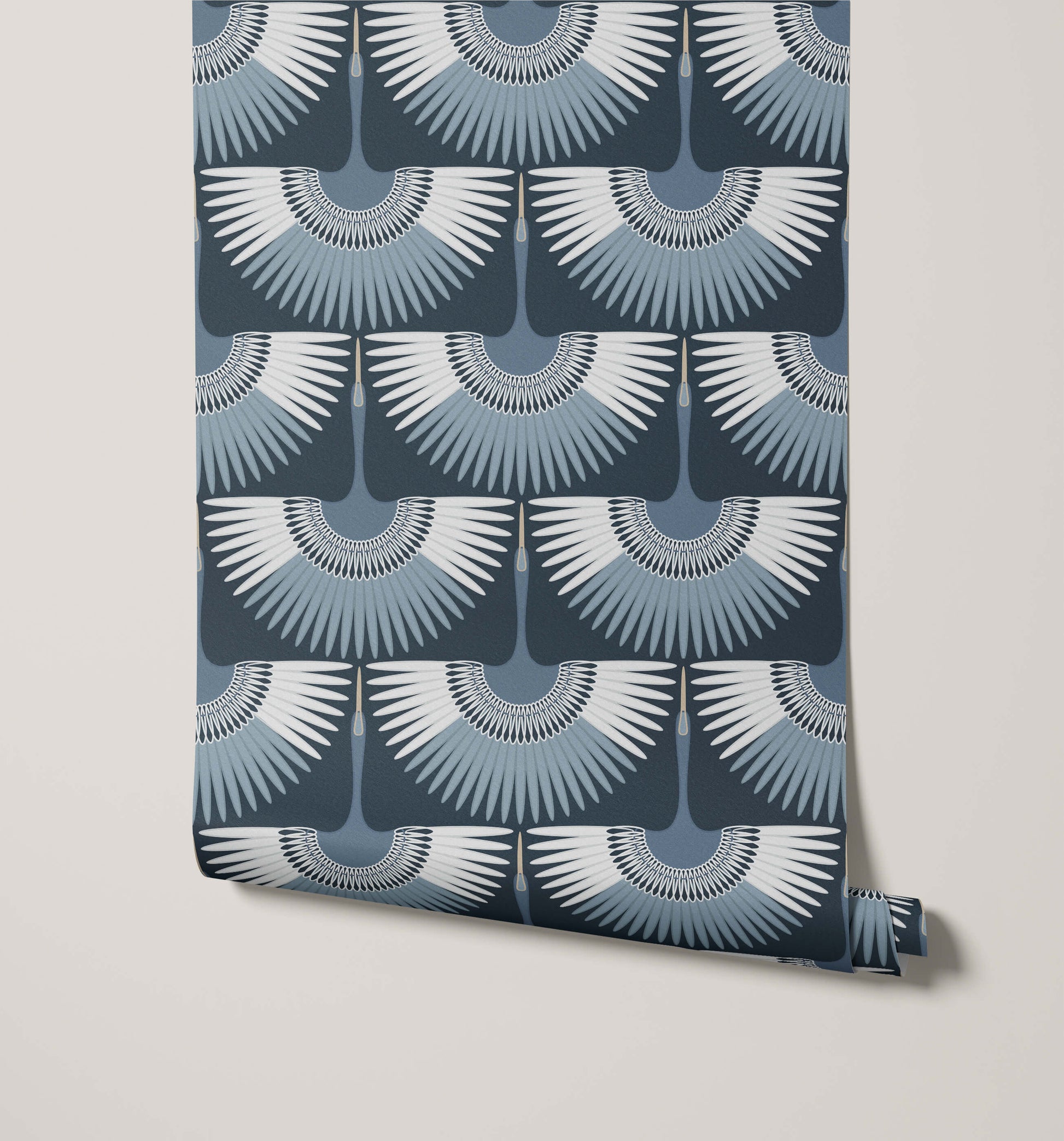 Art Deco Crane Wallpaper