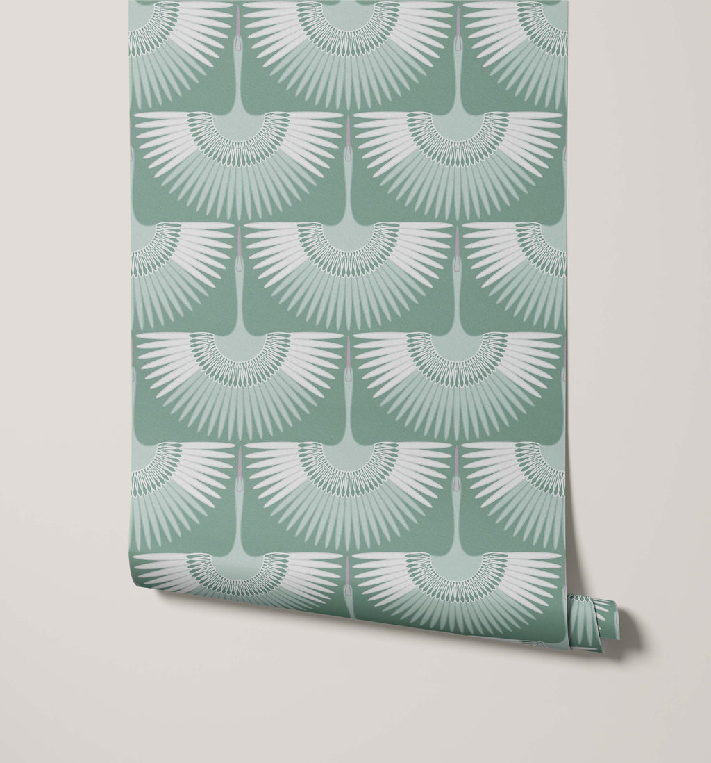 Art Deco Crane Wallpaper