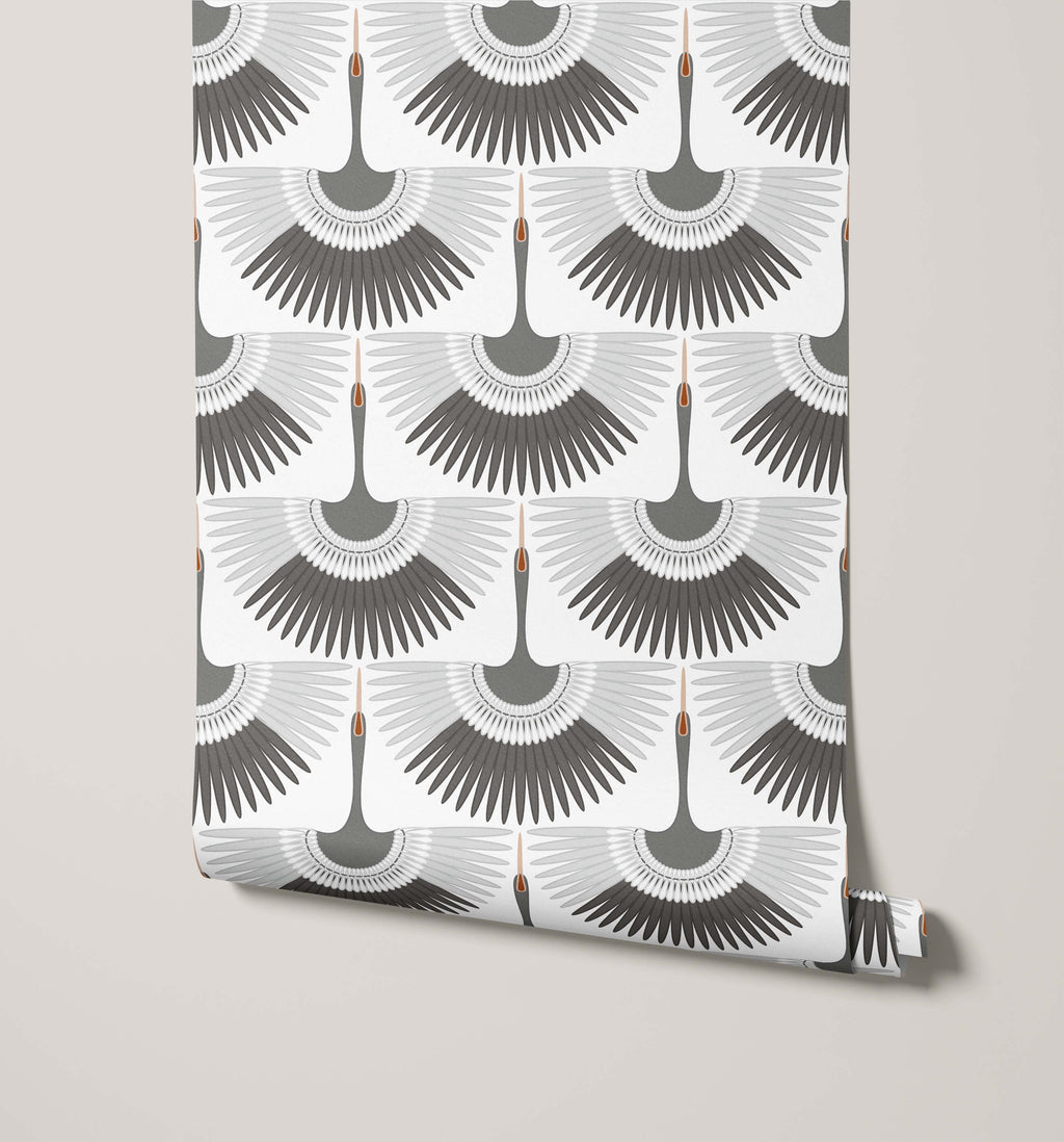 Art Deco Crane Wallpaper