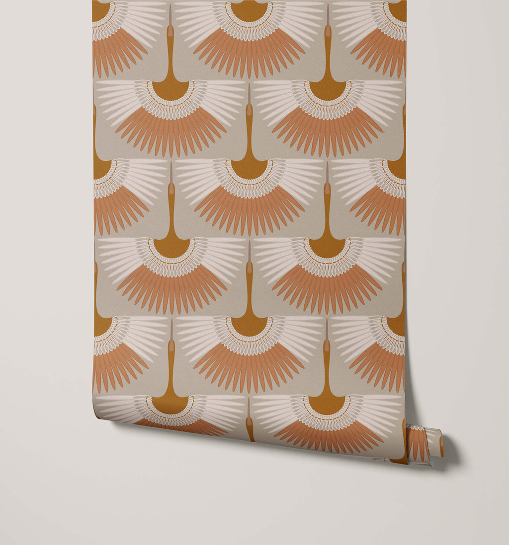 Art Deco Crane Wallpaper