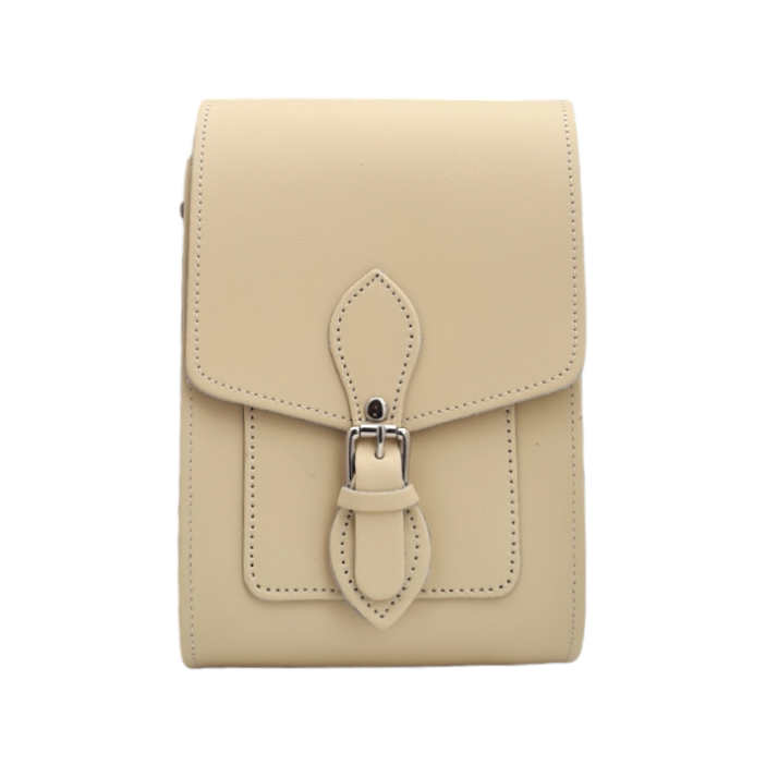 Handmade Leather Festival Phone Bag Cream