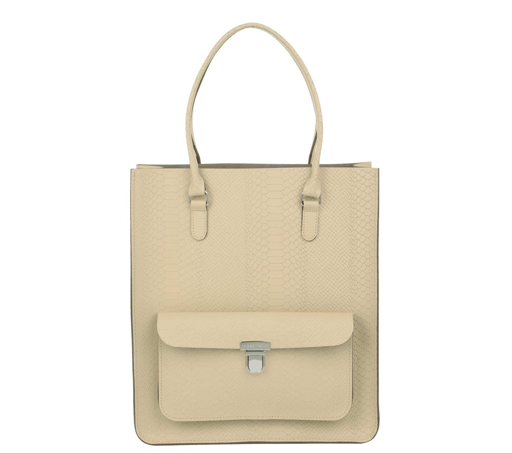 Ivory Pebbled Leather Tote Shopper with Inner Pocket
