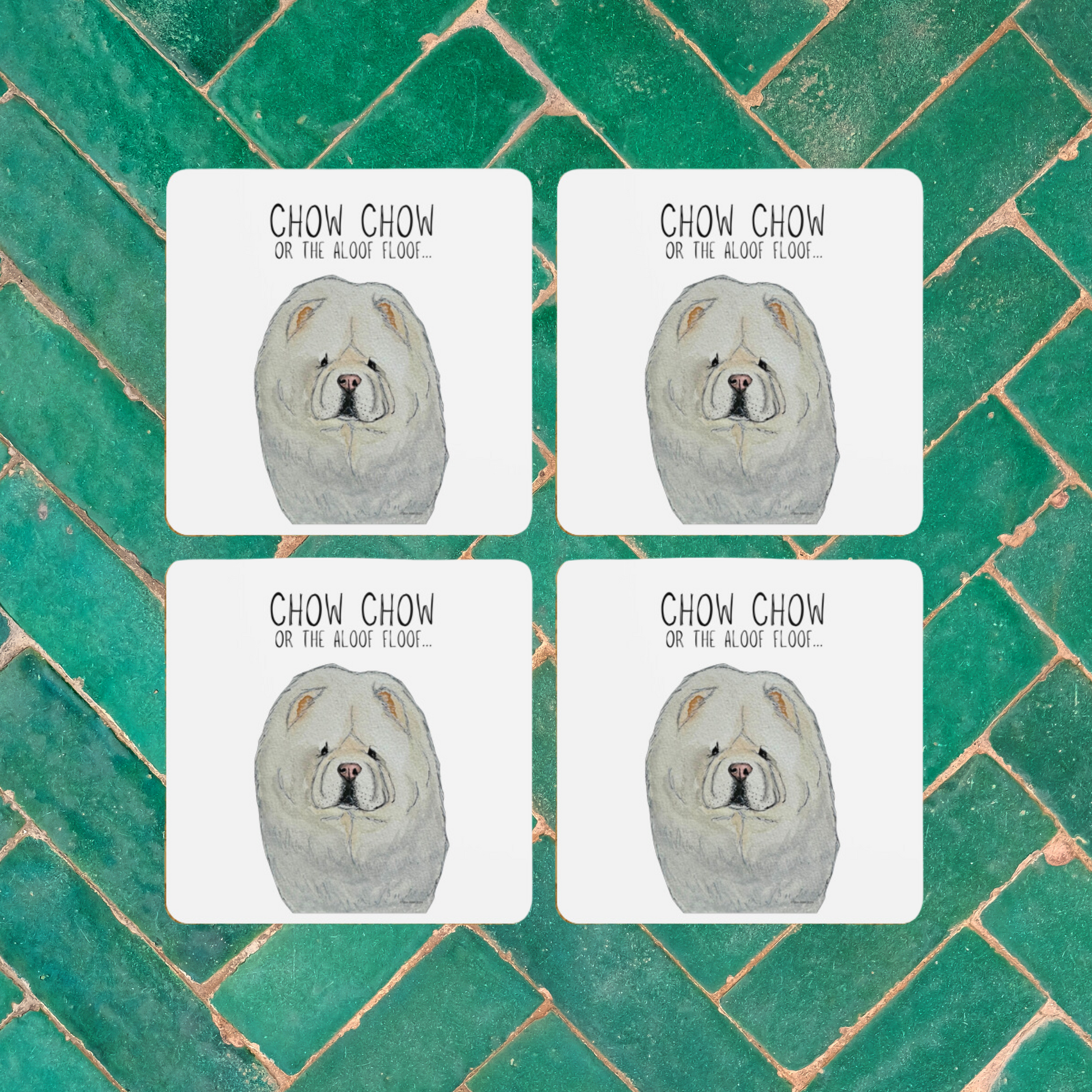 Cream Chow Chow Coasters Pack of 4