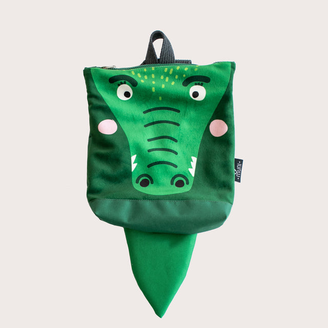 Cute Crocodile Toddler Backpack – Waterproof & Comfy for Kids by Muni at www.brixbailey.com