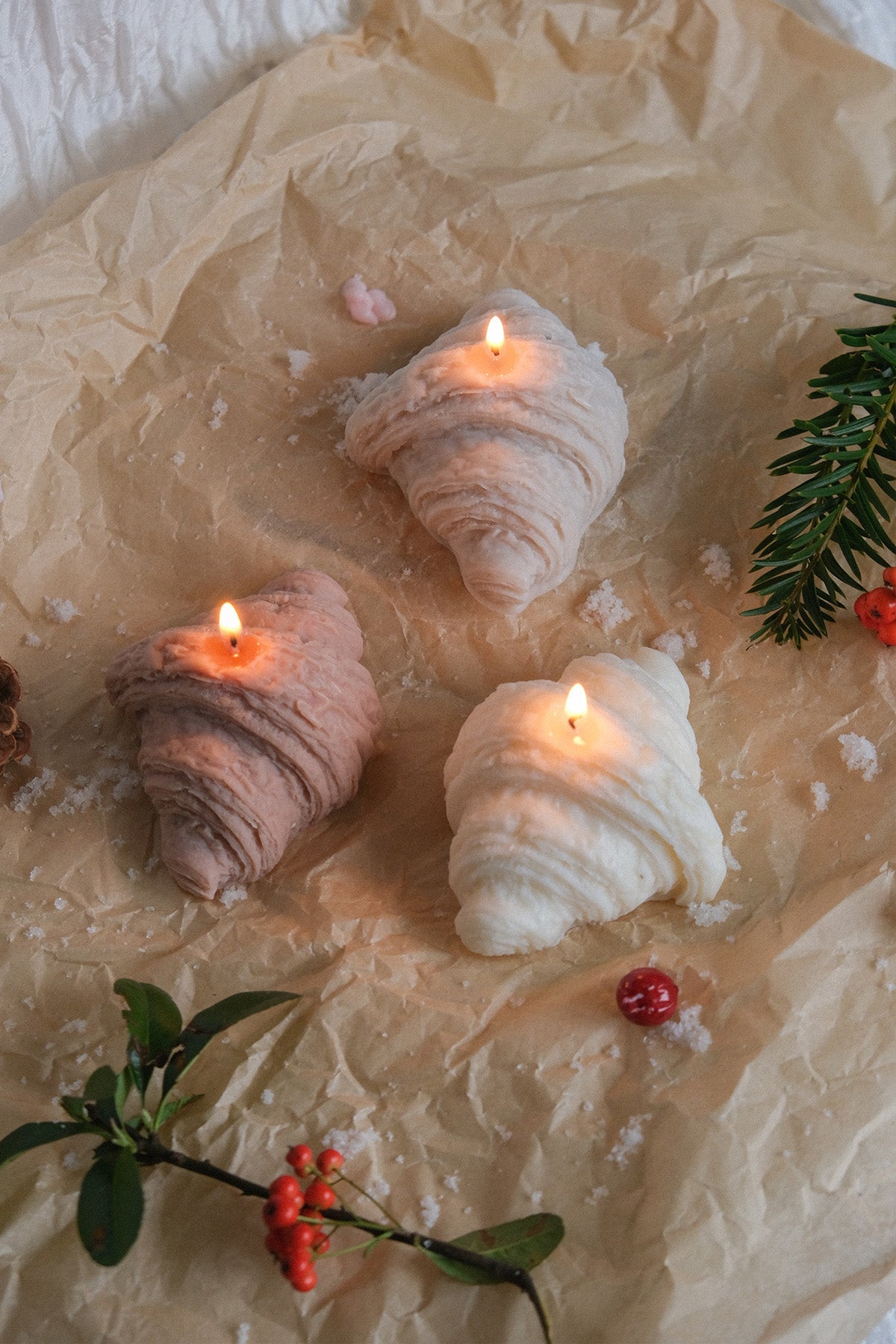 Croissant Shaped Candle Handcrafted