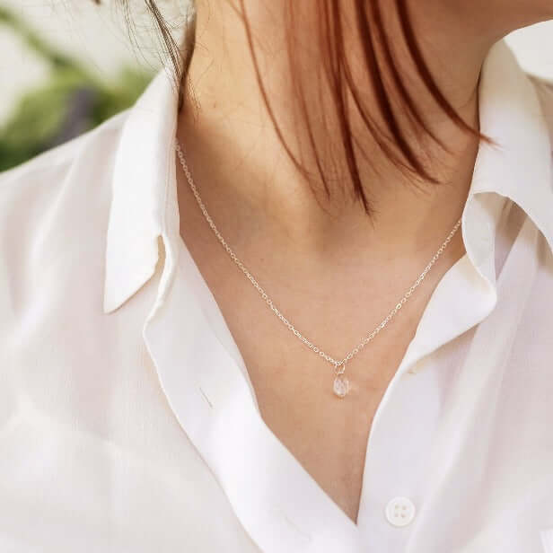 Crystal Drop Necklace in Sterling Silver