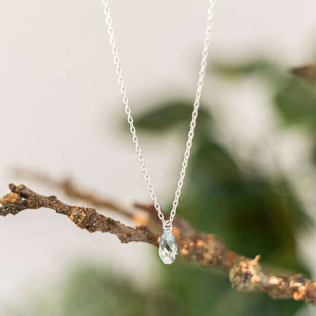 Crystal Drop Necklace in Sterling Silver
