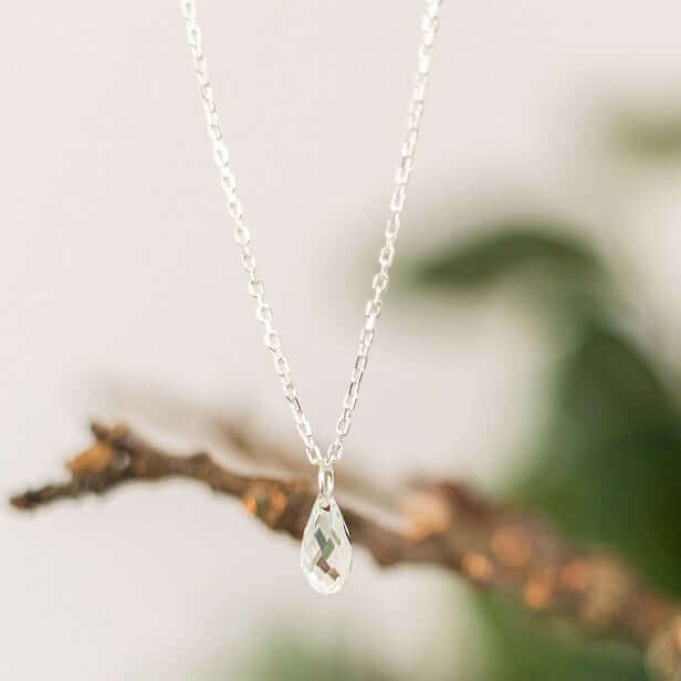 Crystal Drop Necklace in Sterling Silver