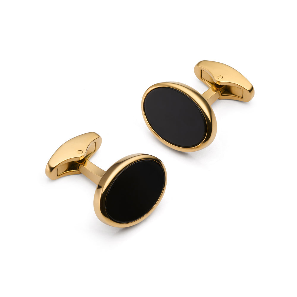 Onyx Oval Cufflinks in Gold