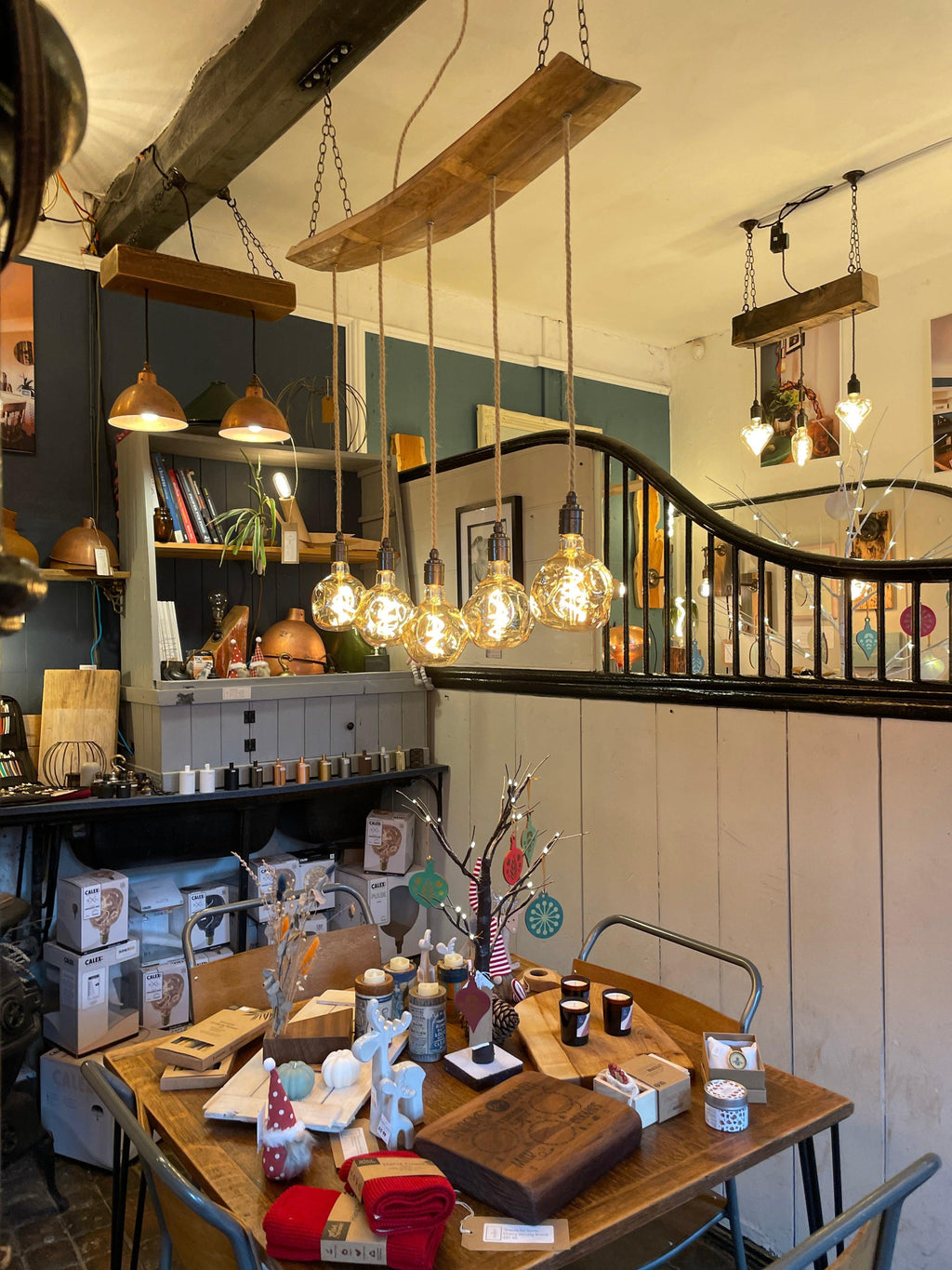 Curved Oak Stave Chandelier Handcrafted in Devon
